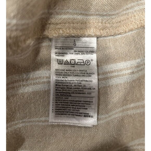 Gap Wide Leg Linen Blend Pants Women's Size Large Khaki Stripe Coastal Paper Bag - Picture 7 of 11